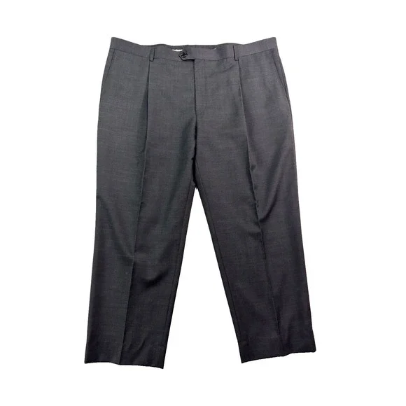Profilo Uomo 48S 45x29 Charcoal 2pc Pant Suit 100% Wool Pleated Two Button